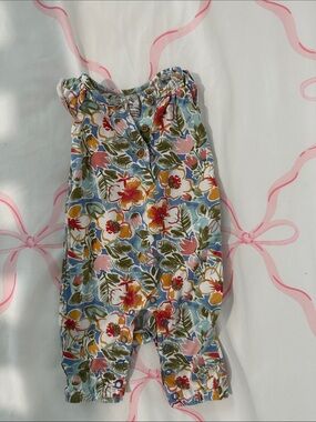Carter's Floral Cotton Romper in Blue, Pink & Green